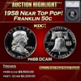 *Highlight* 1958 Proof Franklin Half Dollar Near Top Pop! 50c pr68 DCAM SEGS (fc)