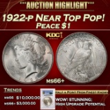 *Highlight* PCGS 1922-p Peace Dollar Near Top Pop! $1 ms66+ PCGS (fc)