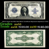 1923 $1 large size Blue Seal Silver Certificate Grades Select AU Signatures Speelman/white