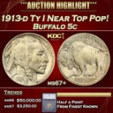 *Highlight* 1913-d Ty I Buffalo Nickel Near Top Pop! 5c ms67+ SEGS (fc)