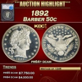 *Highlight* 1892 Proof Barber Half Dollars 50c pr64+ dcam SEGS (fc)
