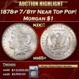 *Highlight* 1878-p 7/8tf Morgan Dollar Near Top Pop! $1 ms65+ SEGS (fc)