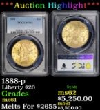 *Highlight* PCGS 1888-p Gold Liberty Double Eagle $20 ms61 PCGS (fc)