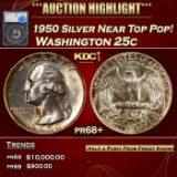 *Highlight* 1950 Proof Washington Quarter Silver Near Top Pop! 25c pr68+ SEGS (fc)