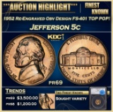 *Highlight* 1952 Re-Engraved Obv Design FS-401 Proof Jefferson Nickel TOP POP! 5c pr69 SEGS (fc)