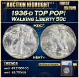 *Highlight* 1936-d Walking Liberty Half Dollar TOP POP! 50c ms67+ SEGS (fc)