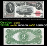 1917 $2 Large Size Legal Tender Note Thomas Jefferson Grades Select AU Signatures Speelman/White