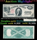 *Highlight* 1880 $1 Red Seal United States Note RARE Mint Error Grades Choice AU FR-34 (fc)