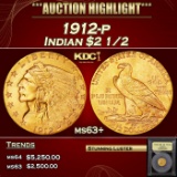 *Highlight* 1912-p Gold Indian Quarter Eagle $2 1/2 Select+ Unc USCG (fc)