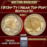 *Highlight* 1913-p Ty I Buffalo Nickel Near Top Pop! 5c ms68 SEGS (fc)