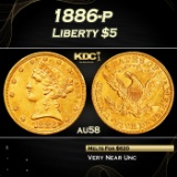 PCGS 1886-p Gold Liberty Half Eagle $5 au58 PCGS