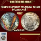 *Highlight* PCGS 1880-s Morgan Dollar Monster Rainbow Toned $1 ms66 CAC PCGS (fc)