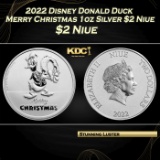 2022 Disney Donald Duck Merry Christmas 1oz Silver $2 Niue Grades Ungraded