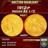 *Highlight* 1912-p Gold Indian Quarter Eagle $2 1/2 Select+ Unc USCG (fc)
