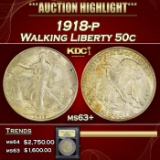*Highlight* 1918-p Walking Liberty Half Dollar 50c Select+ Unc USCG (fc)