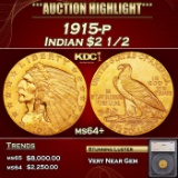 *Highlight* 1915-p Gold Indian Quarter Eagle $2 1/2 ms64+ SEGS (fc)