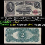 1917 $2 Large Size Legal Tender Note Thomas Jefferson Grades xf Signatures Speelman/White