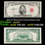 1953 $5 Red Seal United States Note Grades Choice AU/BU Slider