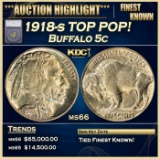 *Highlight* 1918-s Buffalo Nickel TOP POP! 5c ms66 SEGS (fc)