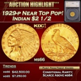 *Highlight* 1929-p Gold Indian Quarter Eagle Near Top Pop! $2 1/2 ms66 SEGS (fc)
