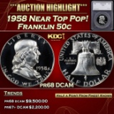 *Highlight* 1958 Proof Franklin Half Dollar Near Top Pop! 50c pr68 DCAM SEGS (fc)