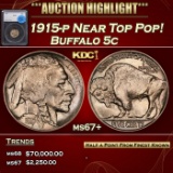 *Highlight* 1915-p Buffalo Nickel Near Top Pop! 5c ms67+ SEGS (fc)