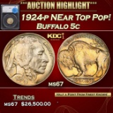 *Highlight* 1924-p Buffalo Nickel NEar Top Pop! 5c ms67 SEGS (fc)