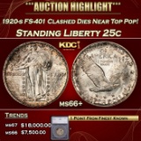*Highlight* 1920-s FS-401 Standing Liberty Quarter Clashed Dies Near Top Pop! 25c ms66+ SEGS (fc)