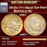 *Highlight* 1913-d Ty I Buffalo Nickel Near Top Pop! 5c ms67+ SEGS (fc)