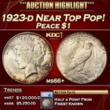*Highlight* 1923-d Peace Dollar Near Top Pop! $1 ms66+ SEGS (fc)