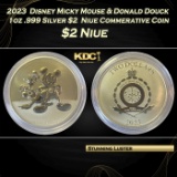 2023  Disney Micky Mouse & Donald Douck 1oz .999 Silver $2  Niue Commerative Coin Grades Ungraded