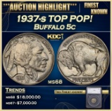 *Highlight* 1937-s Buffalo Nickel TOP POP! 5c ms68 SEGS (fc)