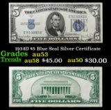1934D $5 Blue Seal Silver Certificate Grades Select AU