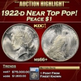 *Highlight* 1922-d Peace Dollar Near Top Pop! $1 ms66+ SEGS (fc)