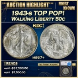 *Highlight* 1943-s Walking Liberty Half Dollar Colorfuly Toned TOP POP! 50c ms67+ SEGS (fc)