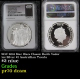 NGC NGC 2016 Star Wars Classic Darth Vader 1oz Silver $2 Australlian Tuvalu Proof pr70 dcam NGC