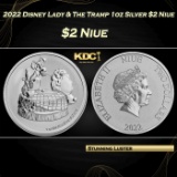 2022 Disney Lady & The Tramp 1oz Silver $2 Niue Grades Ungraded