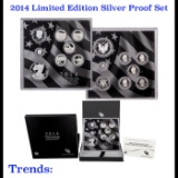 RARE 2014 United States Mint Limited Edition Silver Proof Set 8 coins, Over 2.25oz Of Silver low min