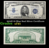 1934D $5 Blue Seal Silver Certificate Grades vf++