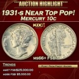 *Highlight* 1931-s Mercury Dime Near Top Pop! 10c ms66+ FSB SEGS (fc)