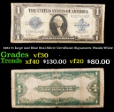1923 $1 large size Blue Seal Silver Certificate Grades vf++ Signatures Woods/White