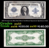 1923 $1 large size Blue Seal Silver Certificate Grades Select AU Signatures Speelman/white