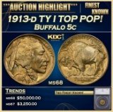 *Highlight* 1913-d TY I Buffalo Nickel TOP POP! 5c ms68 SEGS (fc)