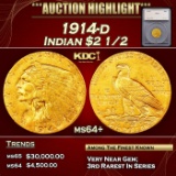 *Highlight* 1914-d Gold Indian Quarter Eagle $2 1/2 ms64+ SEGS (fc)