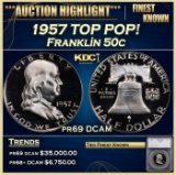 *Highlight* 1957 Proof Franklin Half Dollar TOP POP! 50c pr69 DCAM SEGS (fc)