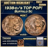 *Highlight* 1938-d/s Buffalo Nickel TOP POP! 5c ms68+ SEGS (fc)