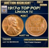 *Highlight* 1917-d Lincoln Cent TOP POP! 1c ms67 rb SEGS (fc)
