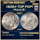 *Highlight* 1935-p Peace Dollar TOP POP! $1 ms67 SEGS (fc)