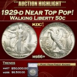*Highlight* 1929-d Walking Liberty Half Dollar Near Top Pop! 50c ms66+ SEGS (fc)