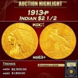 *Highlight* 1913-p Gold Indian Quarter Eagle $2 1/2 Select+ Unc USCG (fc)